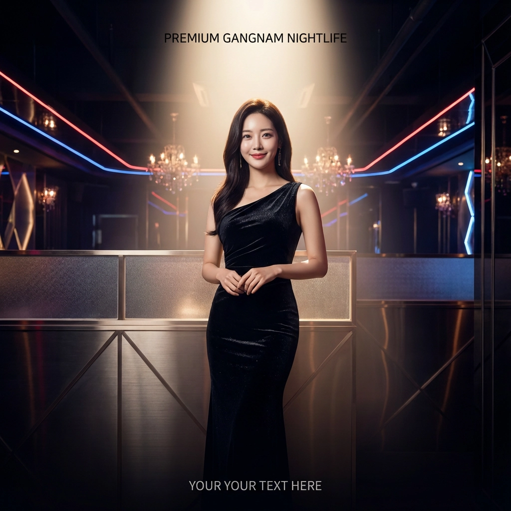 고급스러운 강남 달토 시스템 홍보 포스터 속 한국 여성 모델 이미지